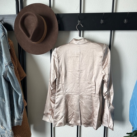 Boutique big hit ivory stain silky button front blazer jacket coat 90s y2k - Picture 5 of 5